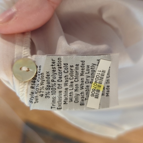 Johnny Was white embroidered button-down tunic high-low floral butterfly star XL - Picture 7 of 7